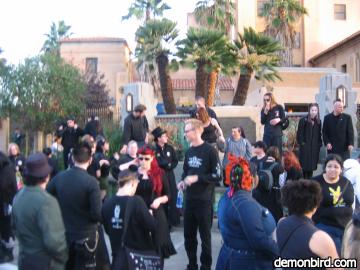 The Bats Check-In in front of the Tower of Terror